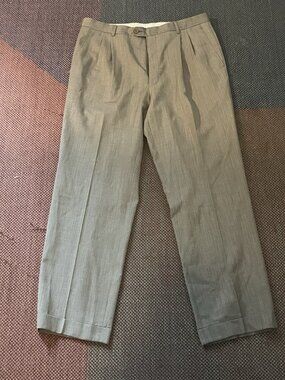 Giorgio Valentino Men’s Italian BROWN Dress Pants Super 120 Pleated Cuffed 36-38